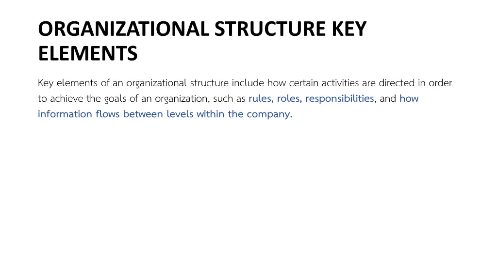 organizational structure key elements