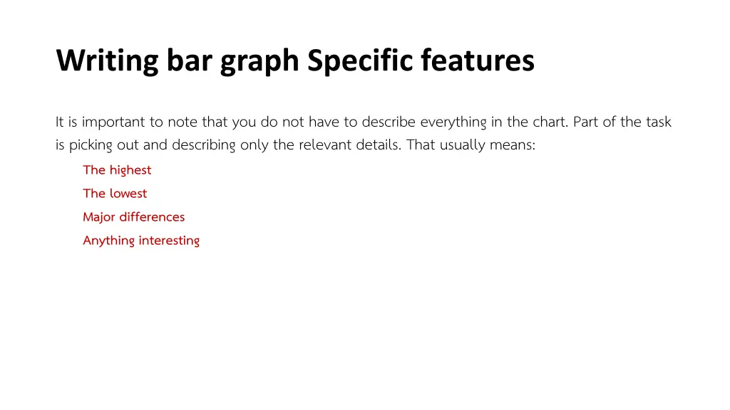 writing bar graph specific features