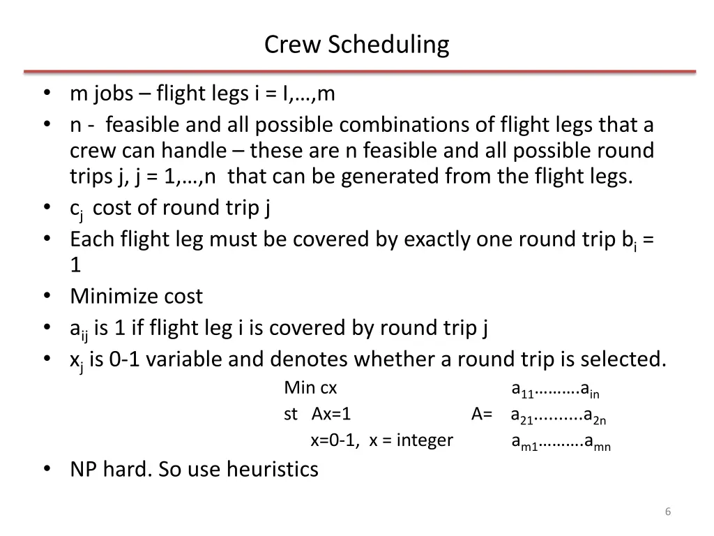 crew scheduling