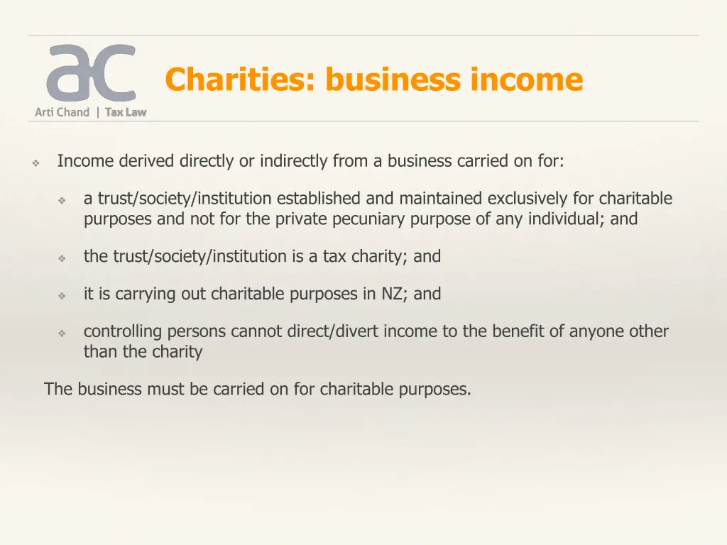 charities business income