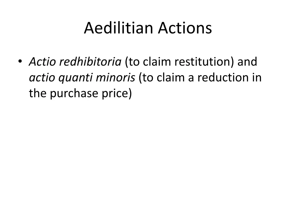aedilitian actions