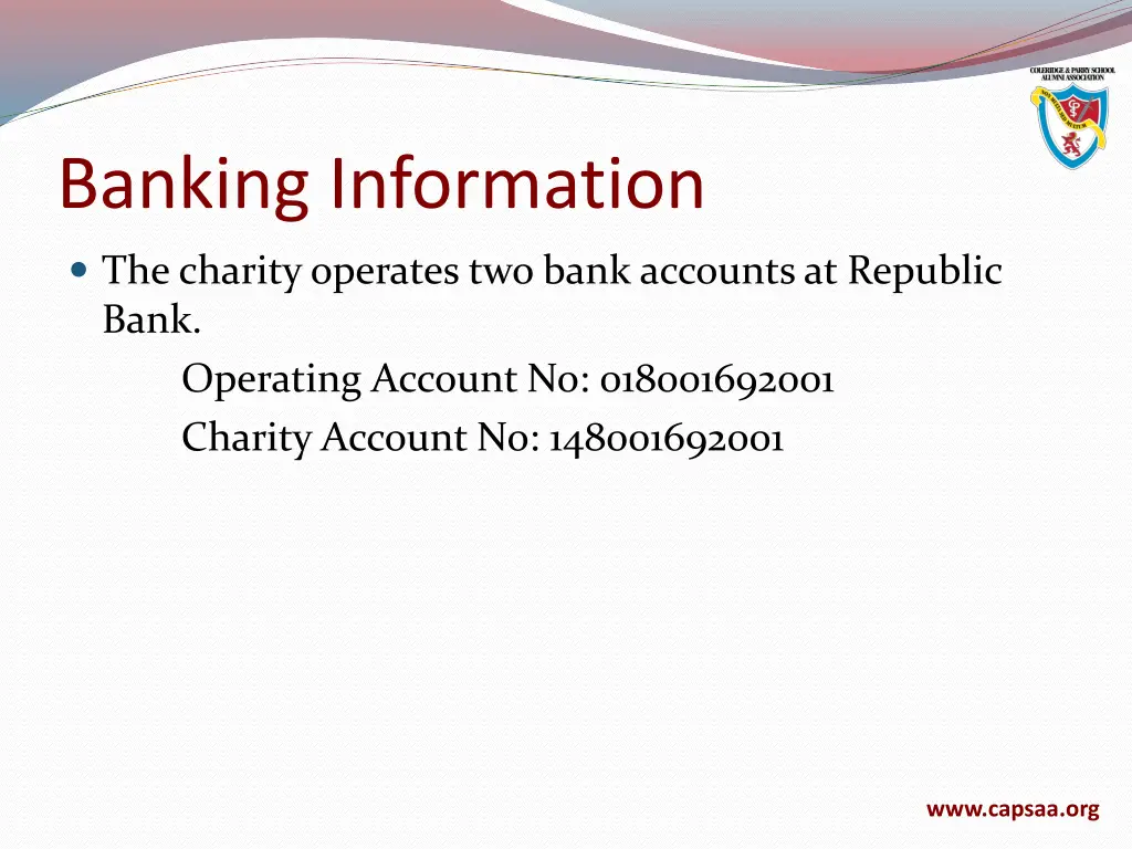 banking information