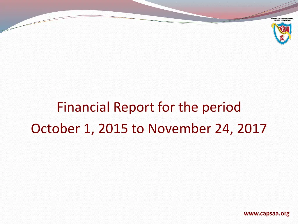 financial report for the period october 1 2015