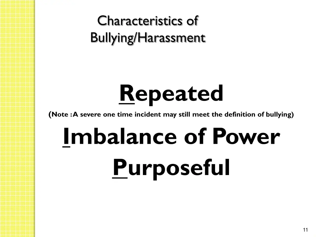 characteristics of bullying harassment