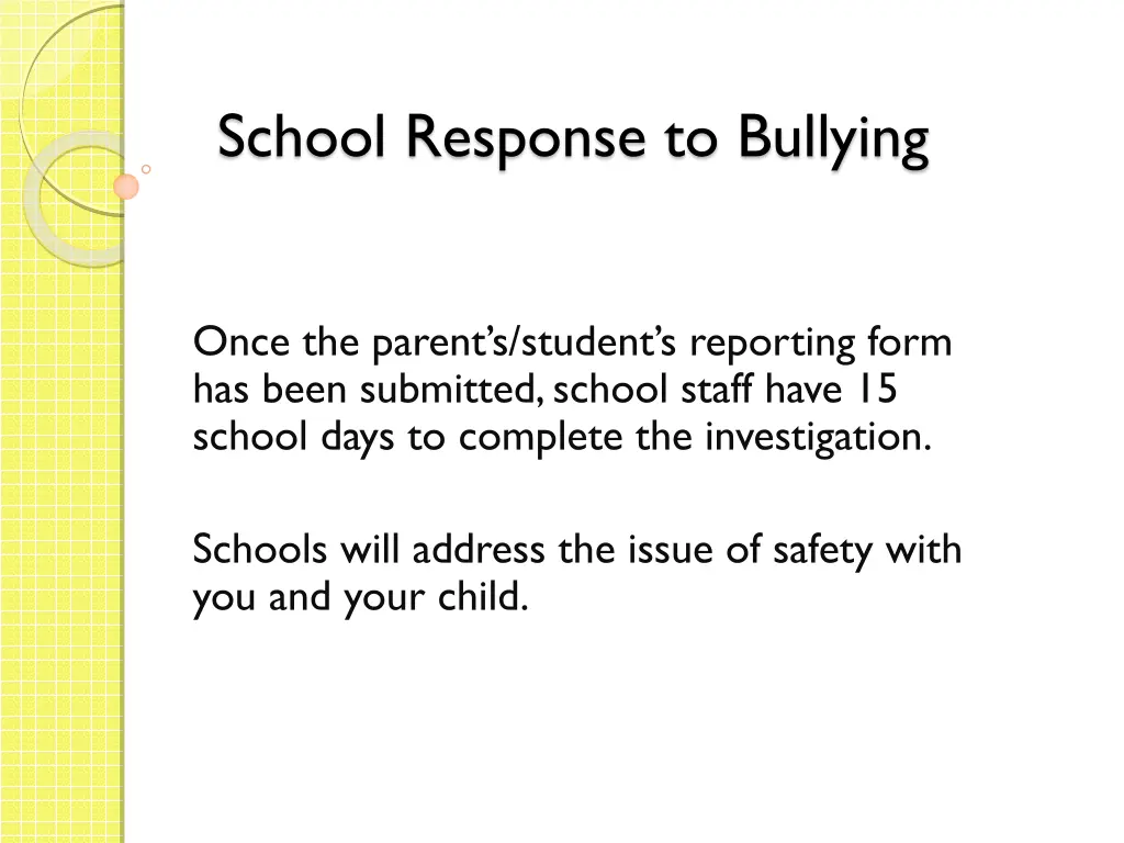 school response to bullying