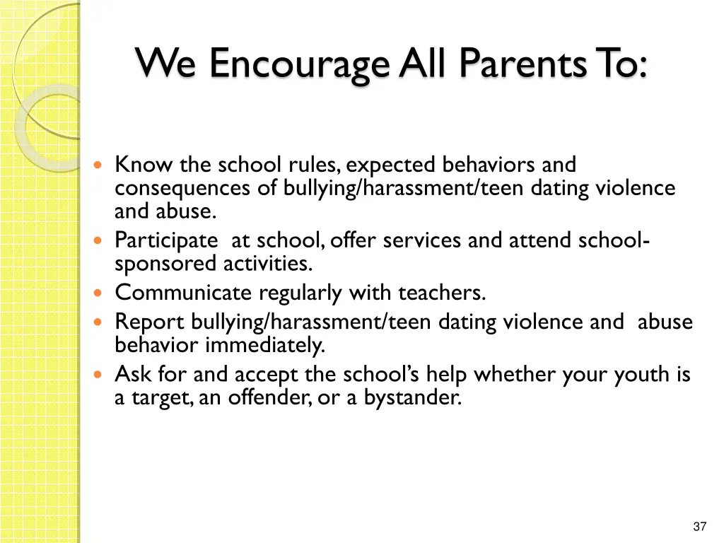 we encourage all parents to