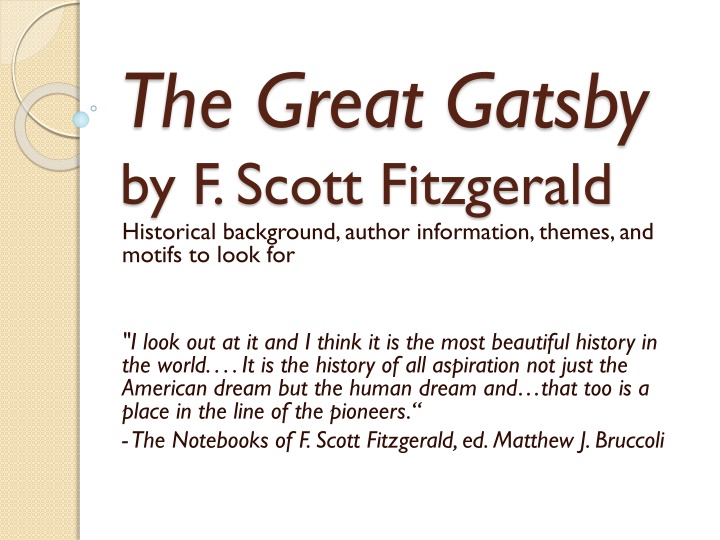 the great gatsby by f scott fitzgerald historical