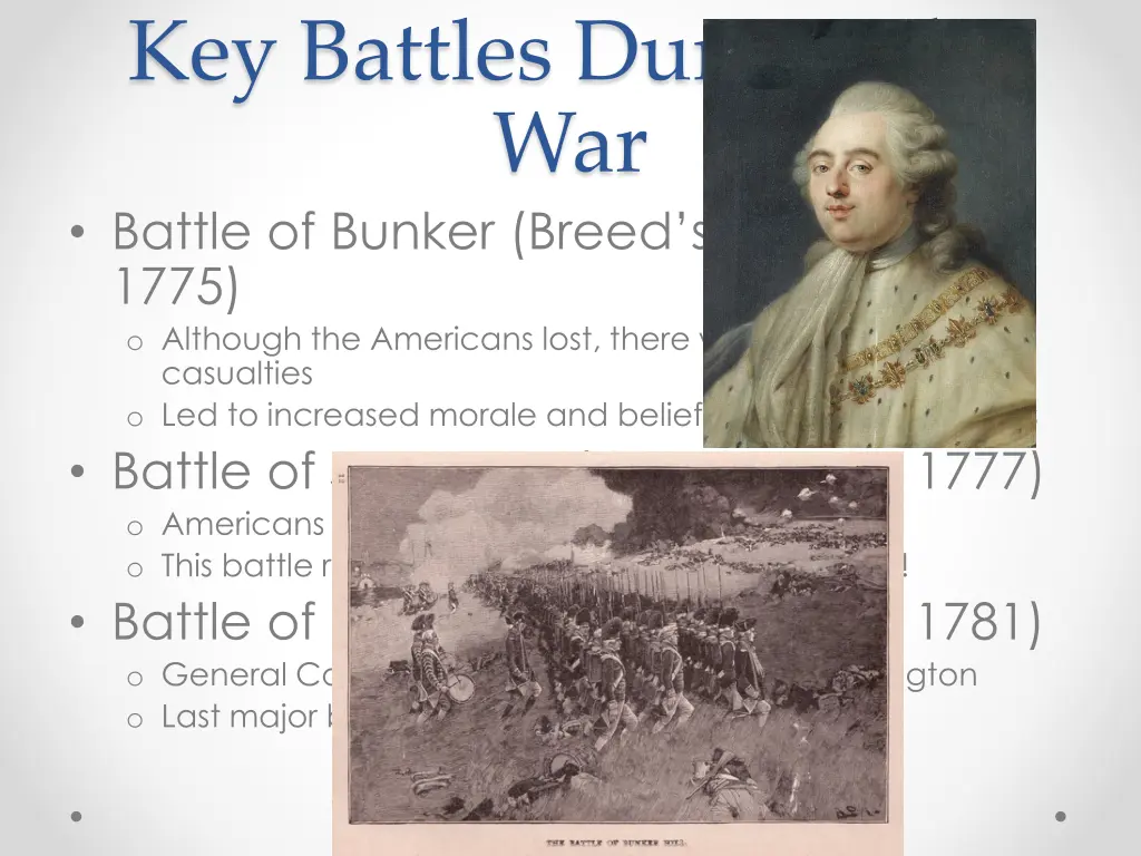 key battles during the war battle of bunker breed