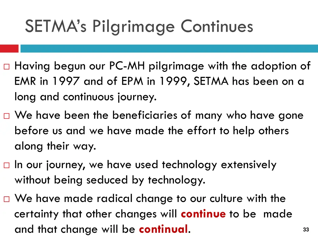 setma s pilgrimage continues