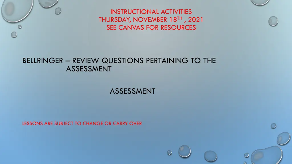 instructional activities thursday november