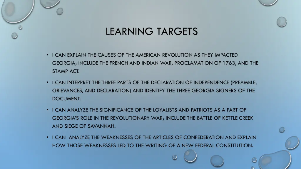 learning targets