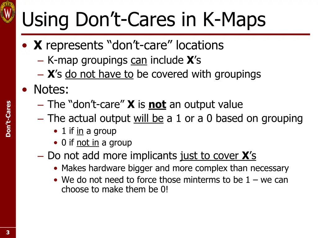 using don t cares in k maps