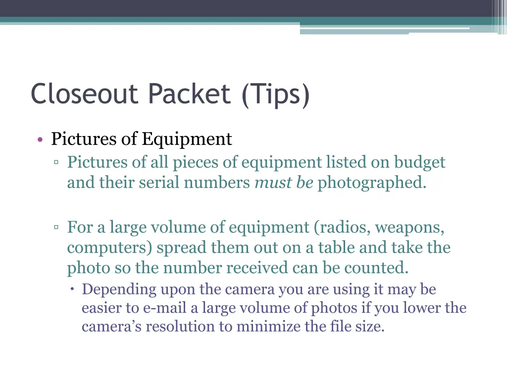 closeout packet tips