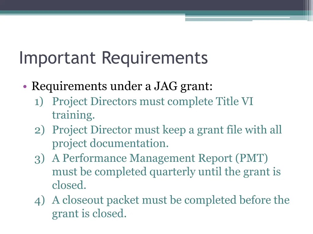 important requirements