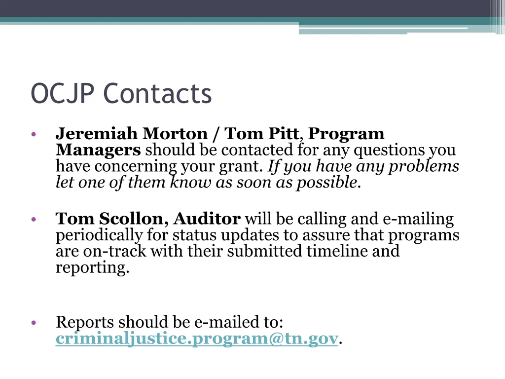 ocjp contacts