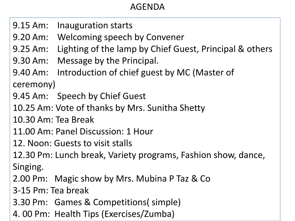 agenda