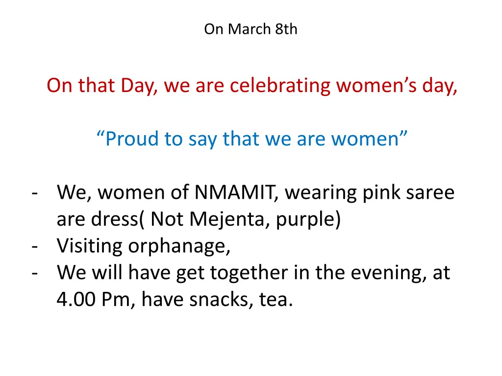 on march 8th