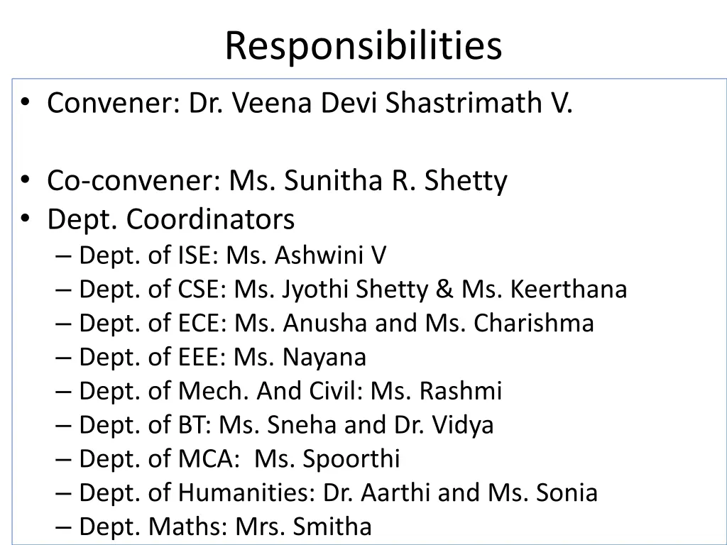 responsibilities