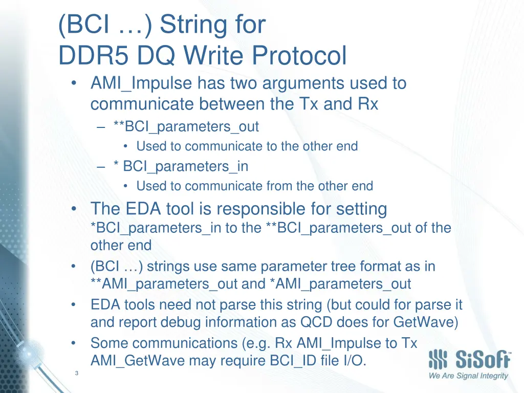 bci string for ddr5 dq write protocol ami impulse