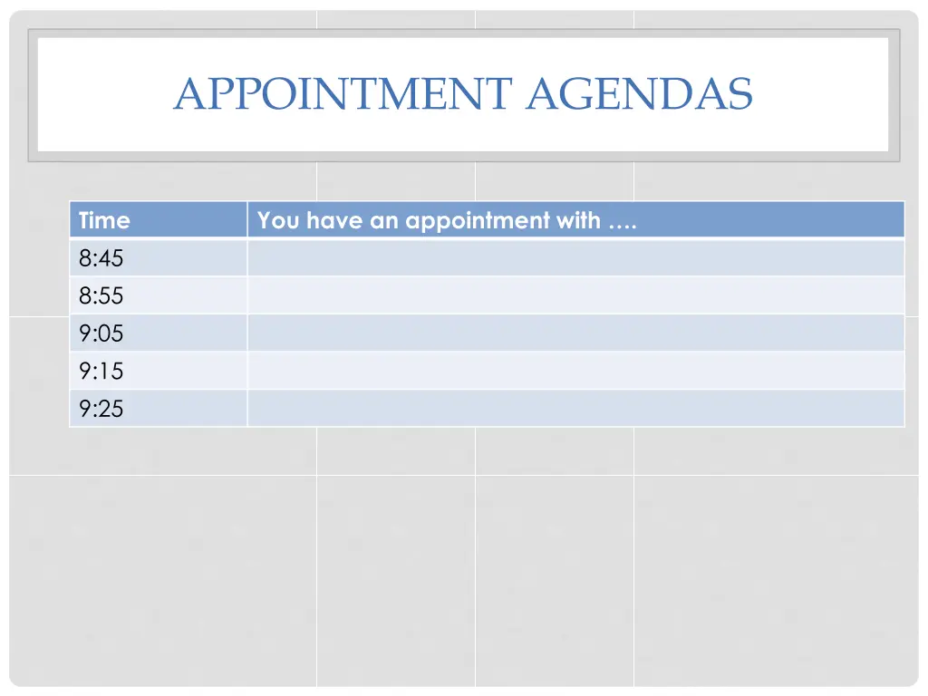 appointment agendas