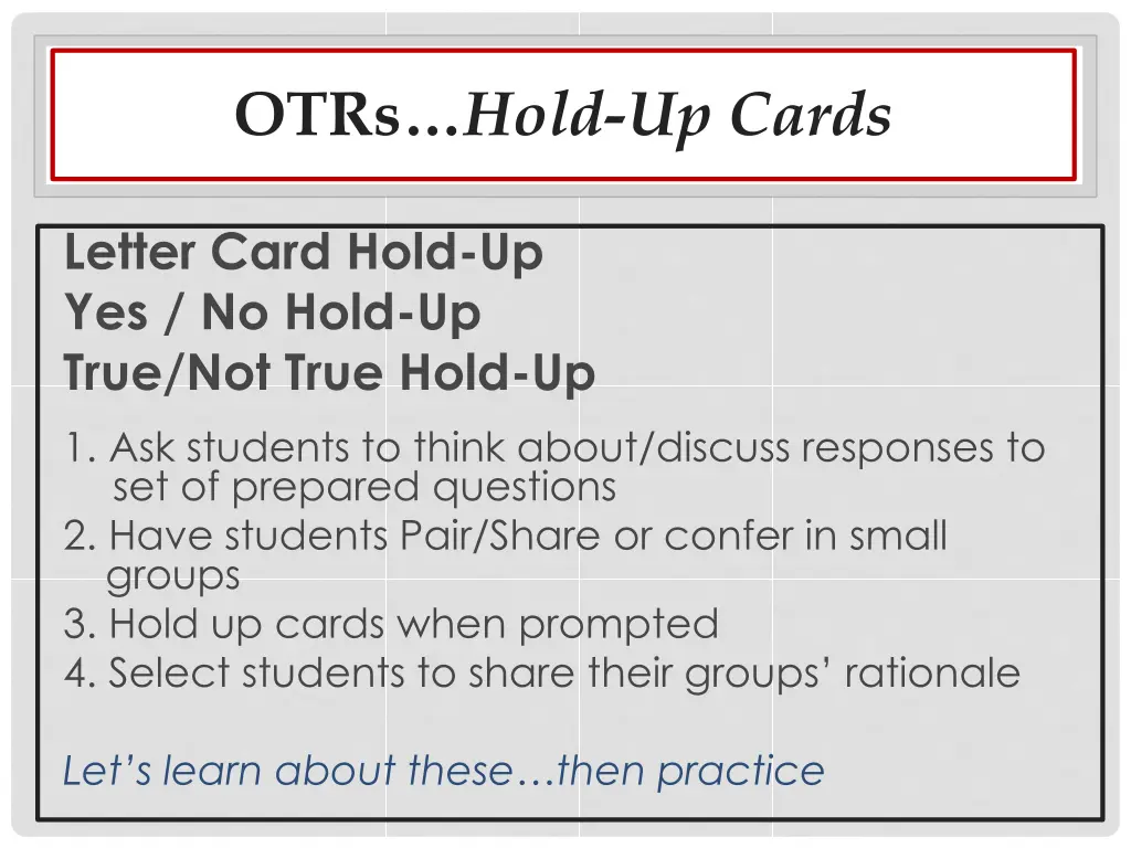 otrs hold up cards