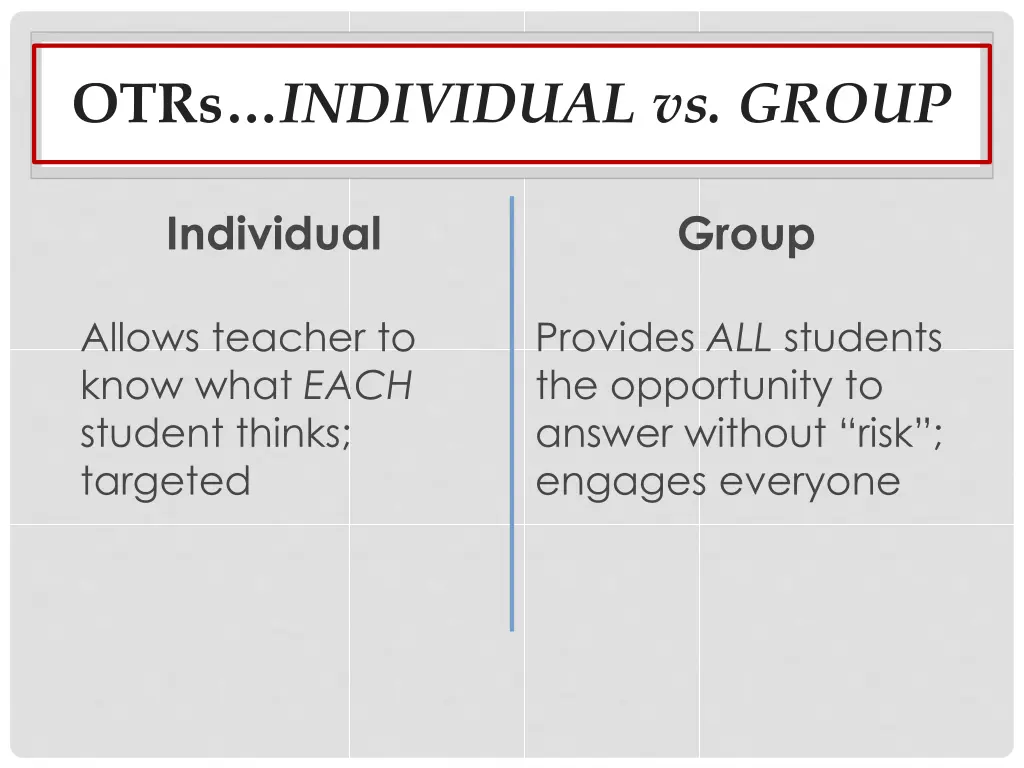 otrs individual vs group