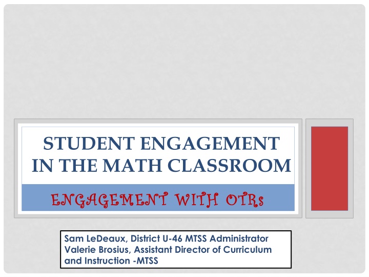 student engagement in the math classroom