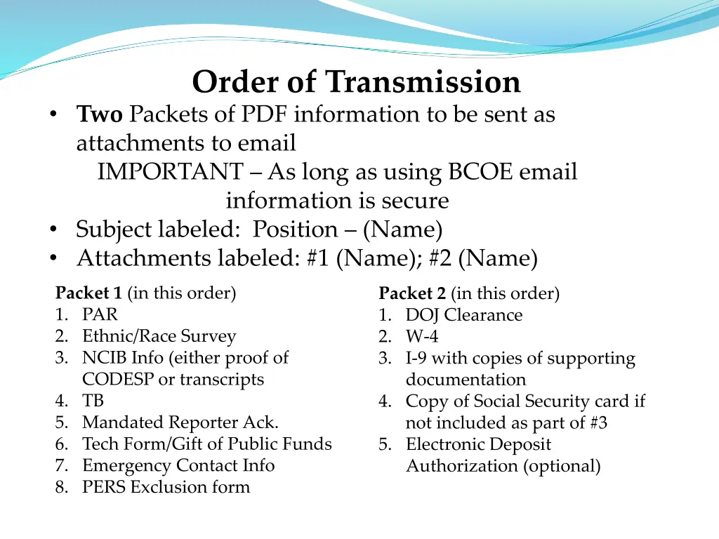 order of transmission two packets