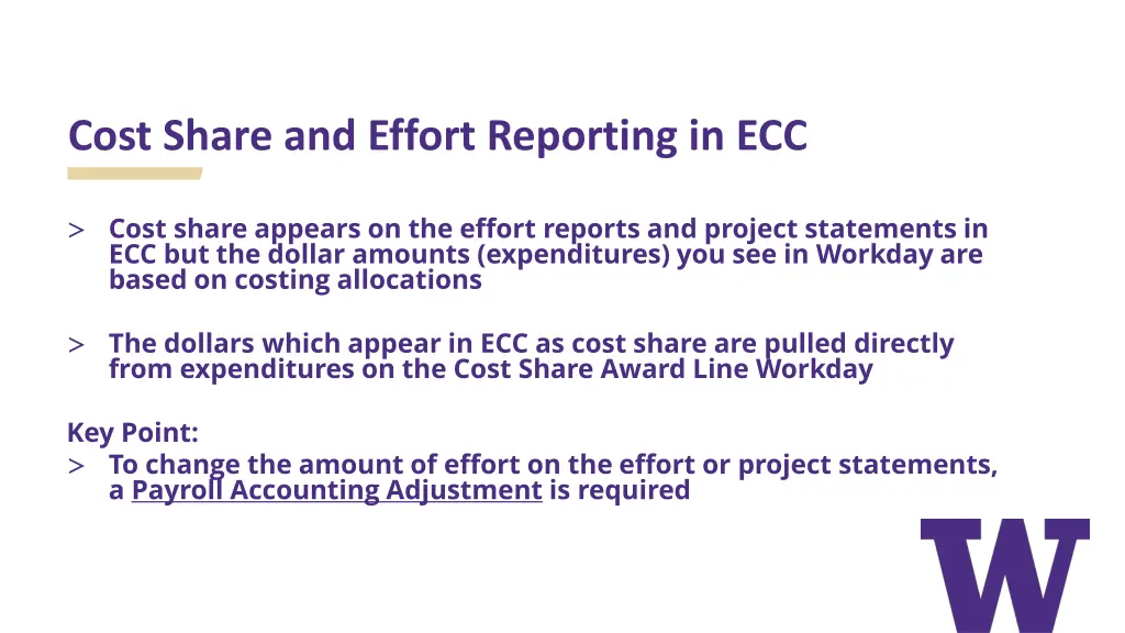 cost share and effort reporting in ecc