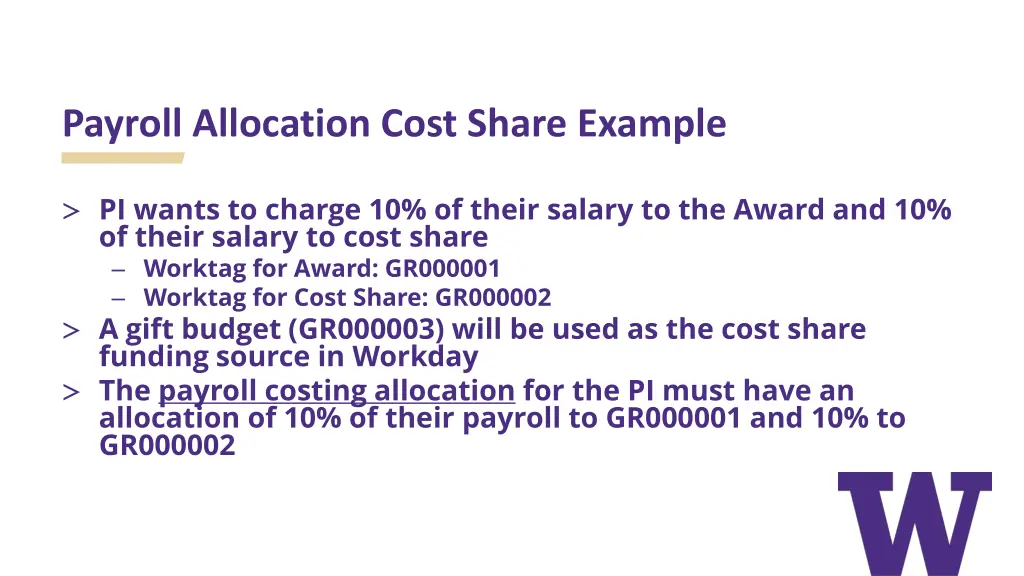 payroll allocation cost share example