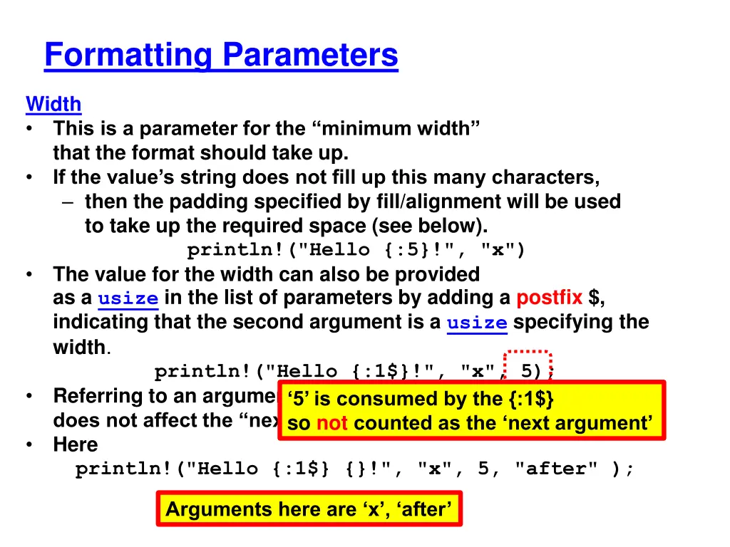 formatting parameters 2