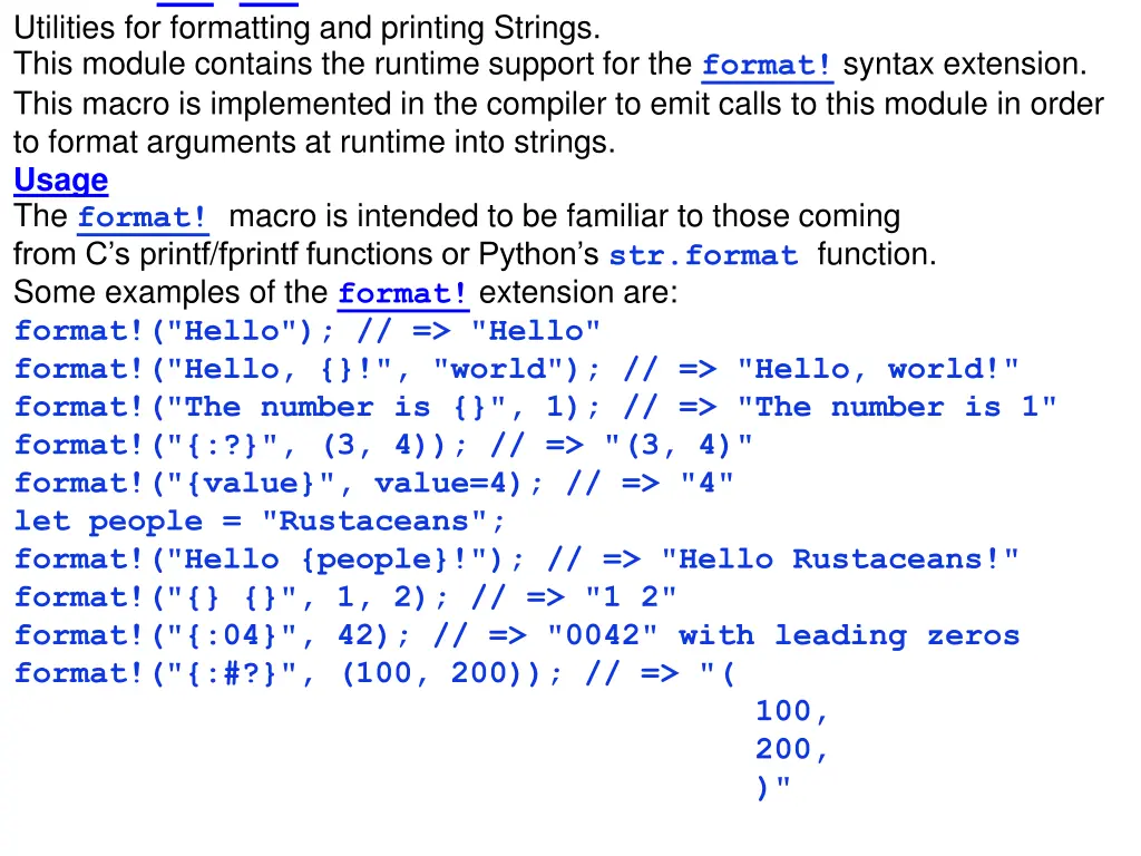 module std fmt utilities for formatting