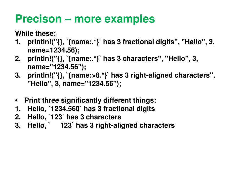 precison more examples