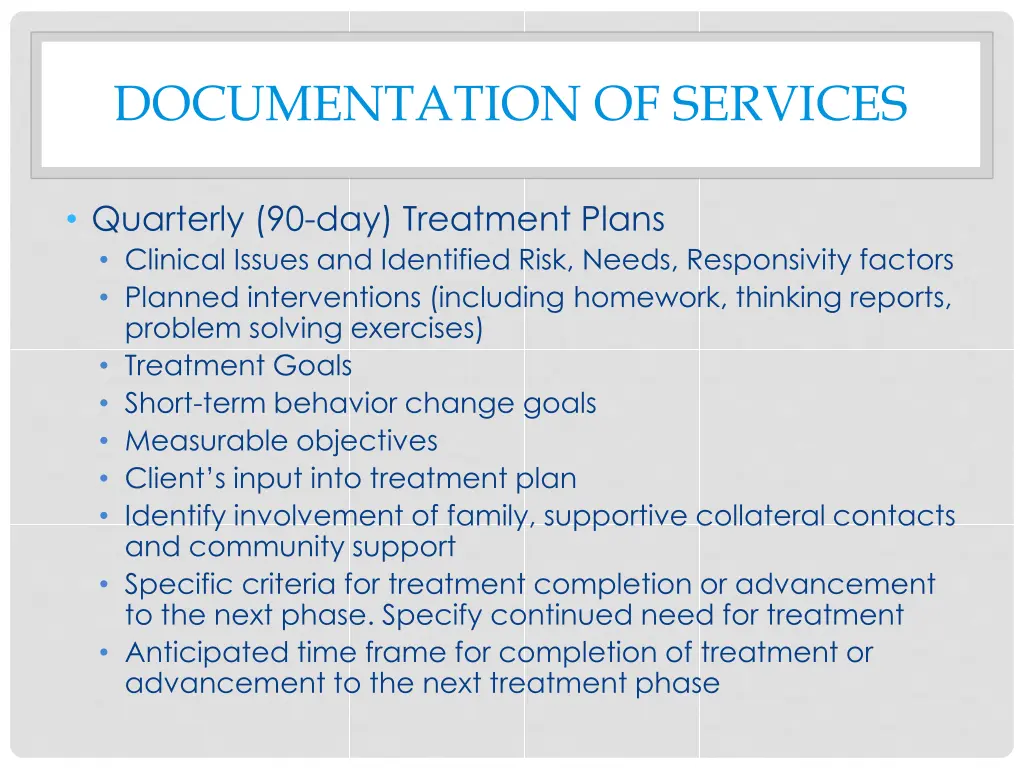 documentation of services 1