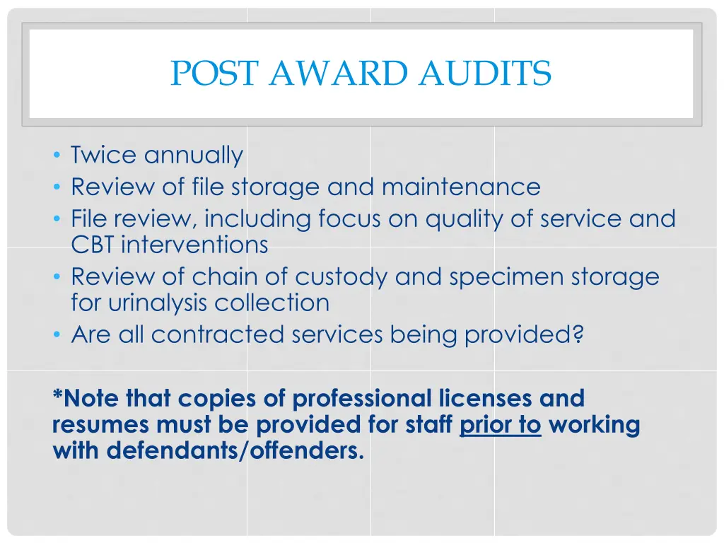 post award audits