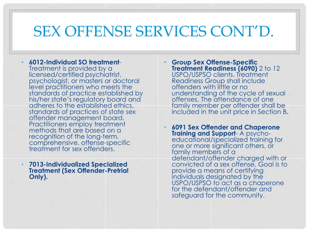 sex offense services cont d