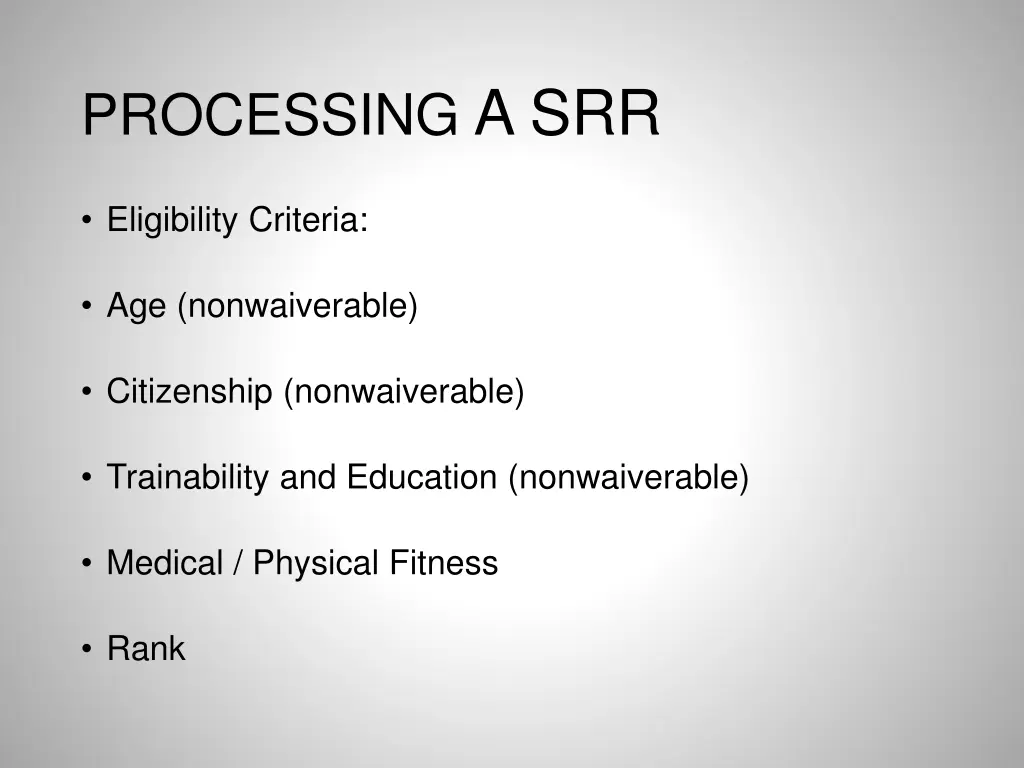 processing a srr 2