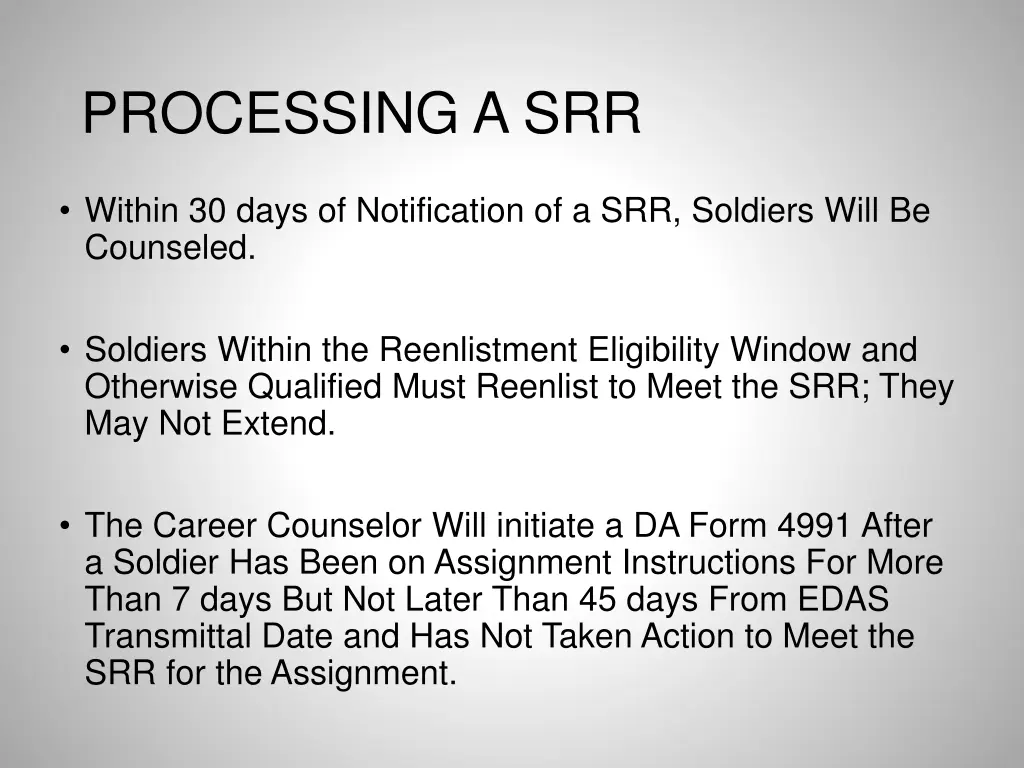 processing a srr 4