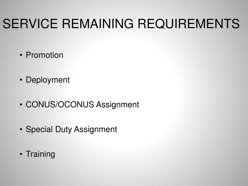 service remaining requirements