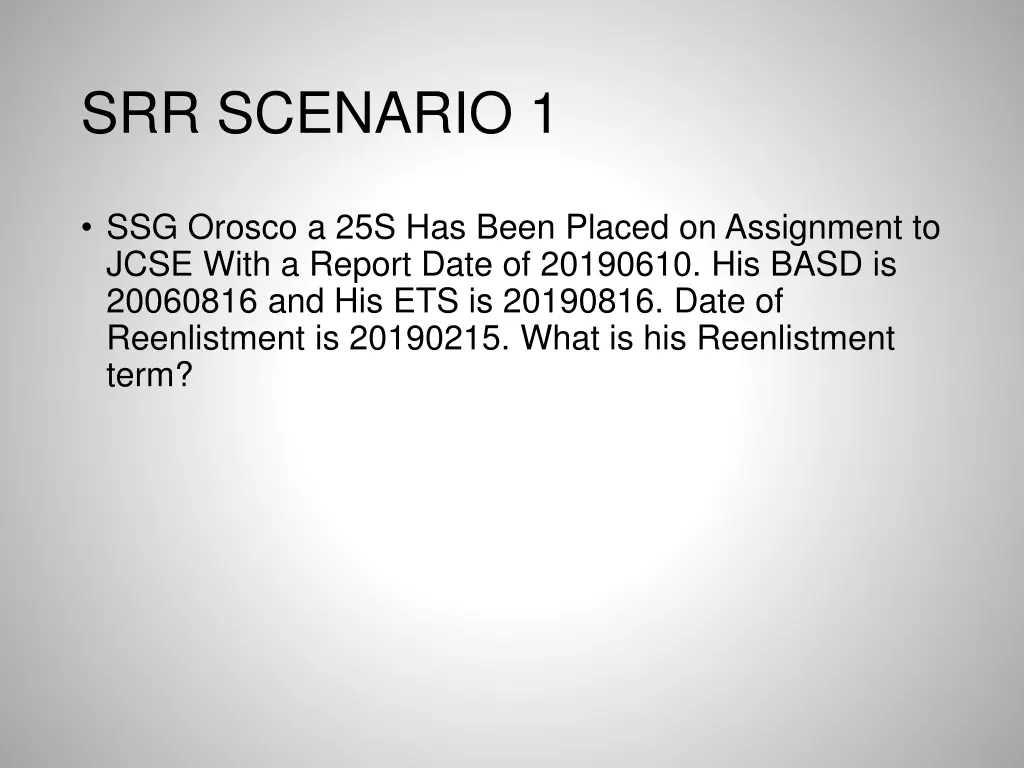 srr scenario 1