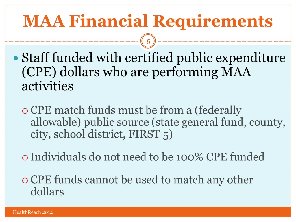 maa financial requirements