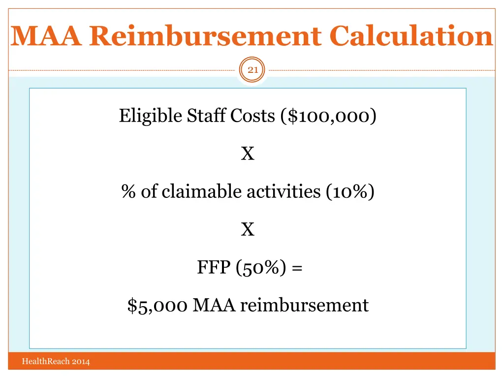 maa reimbursement calculation