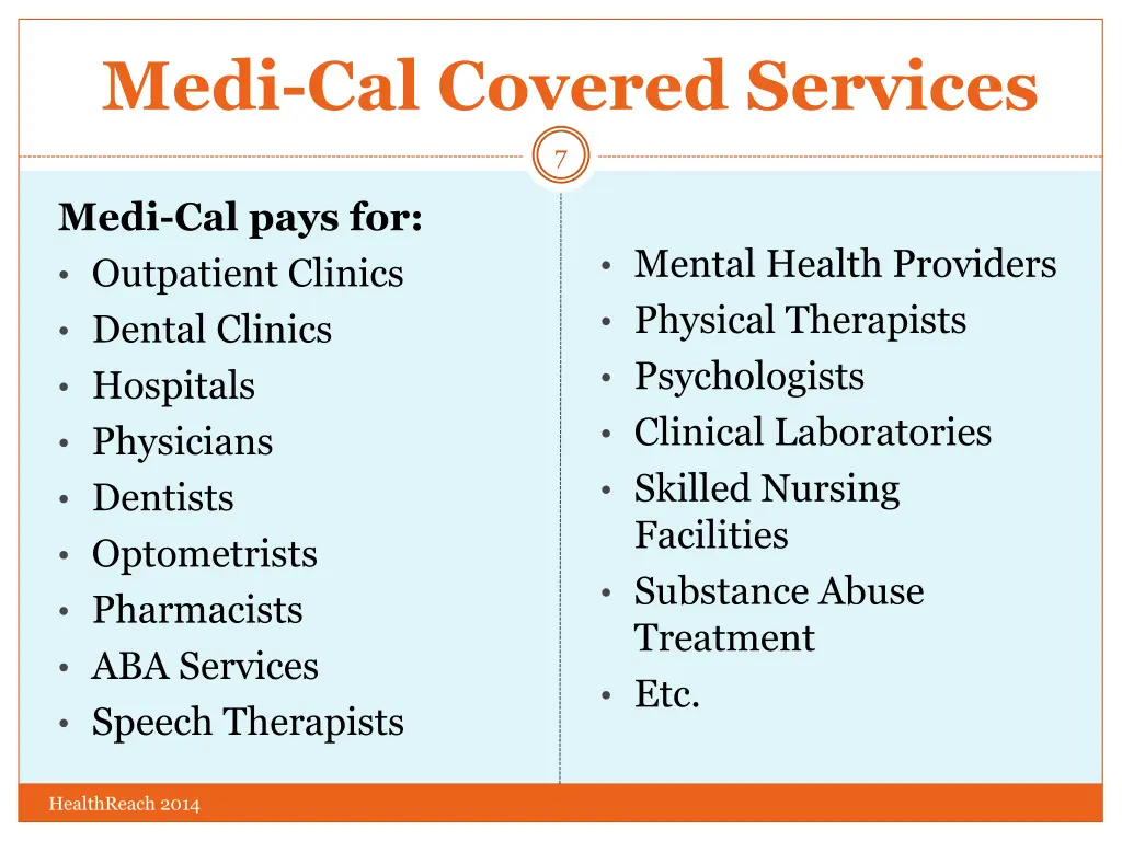 medi cal covered services