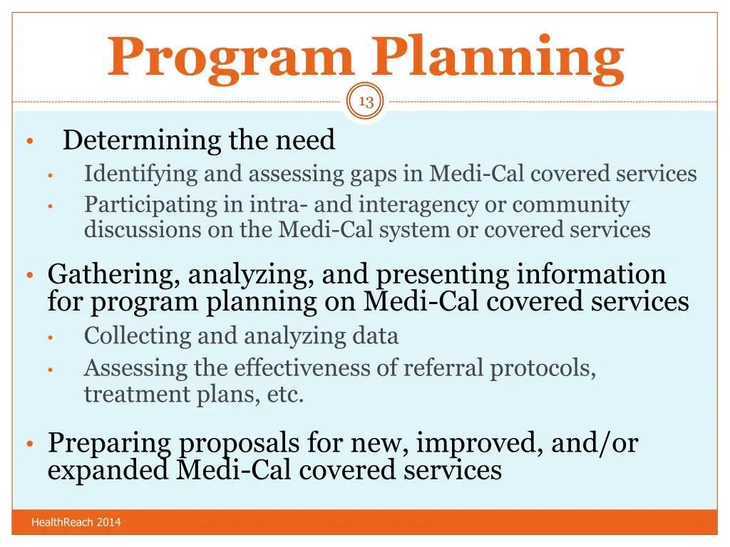 program planning 13