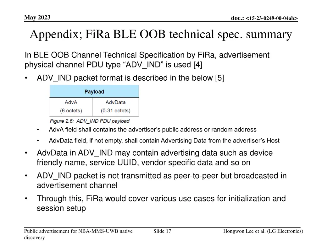 may 2023 appendix fira ble oob technical spec