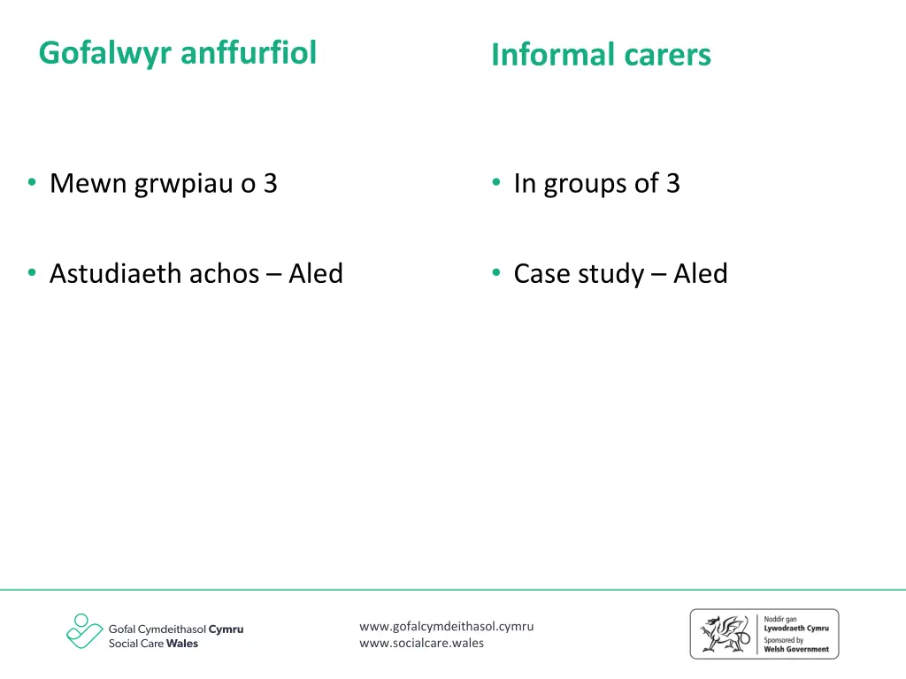 gofalwyr anffurfiol