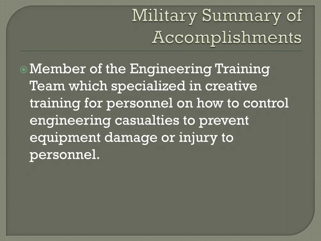 member of the engineering training team which