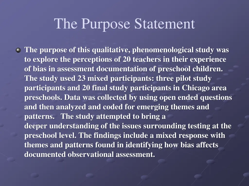 the purpose statement
