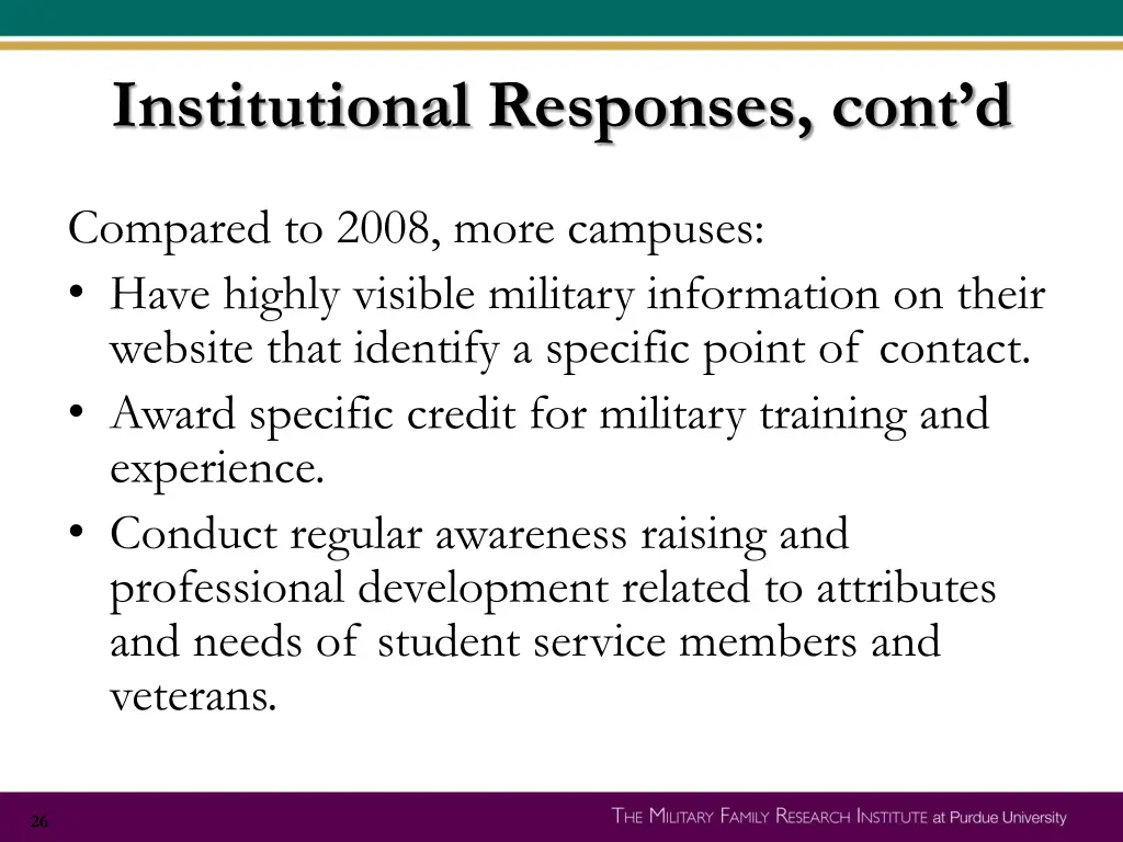 institutional responses cont d