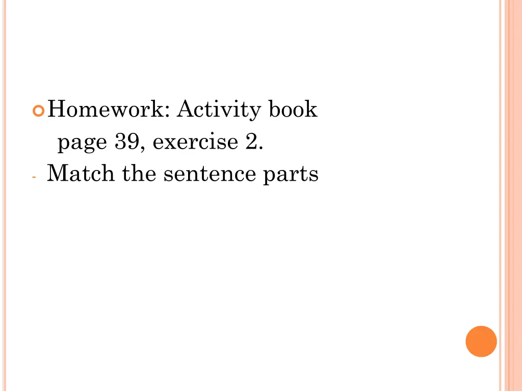 homework activity book page 39 exercise 2 match